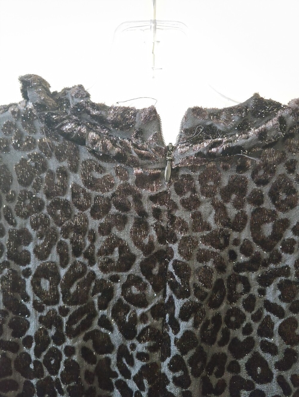 Paper Parachute Black Burnout Velvet Leopard Print Ruffle Maxi Dress Women Small - Picture 6 of 8